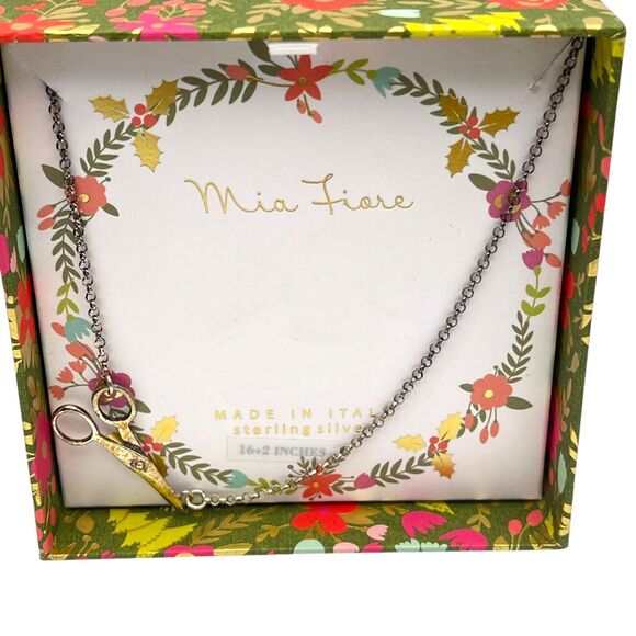 MIA FIORE Scissors Necklace Sterling Silver 925 16 in plus extender new in box - Picture 1 of 10